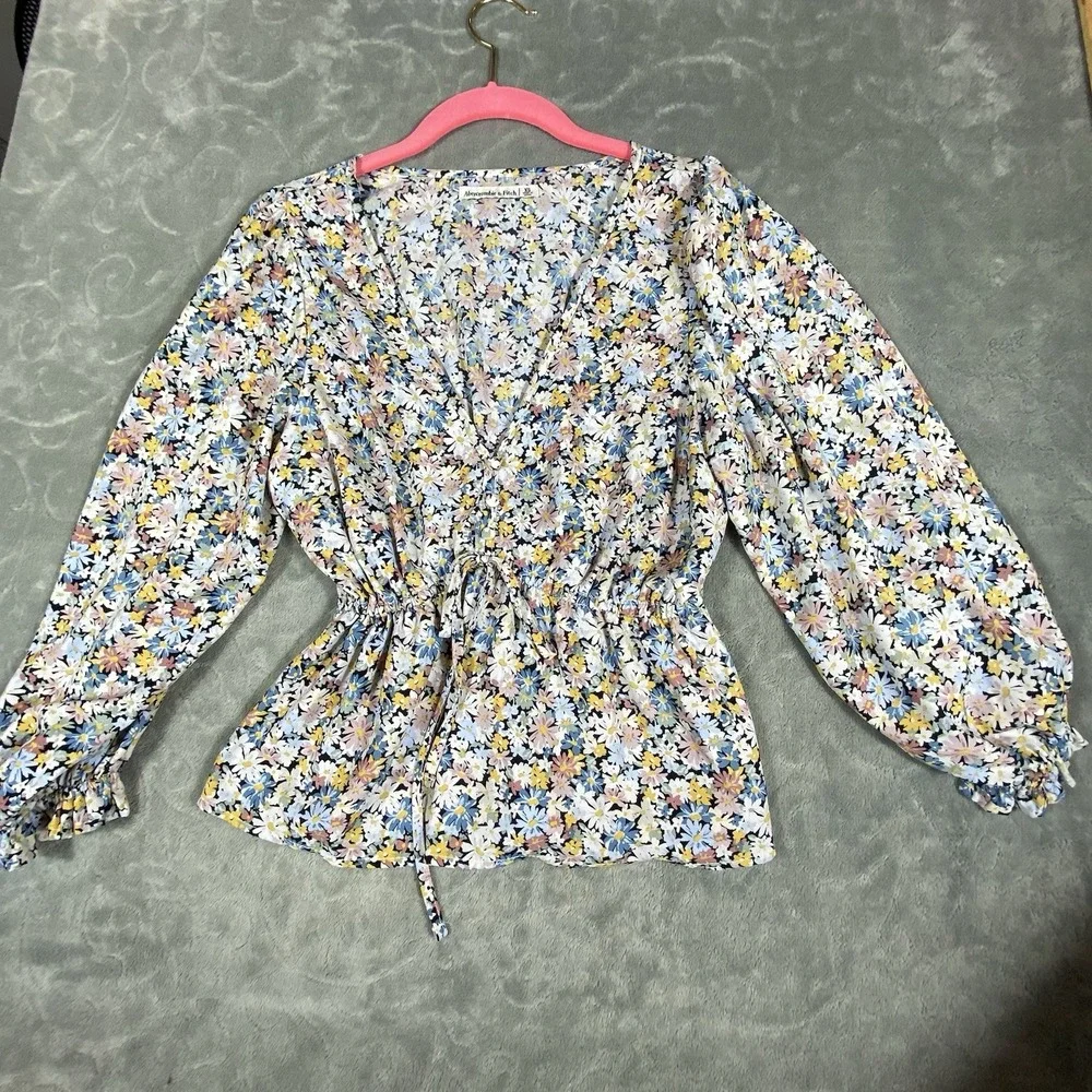 VTG Abercrombie & Fitch Peasant Top Women‎ XS Cottagecore 90s  Romantic V-Neck